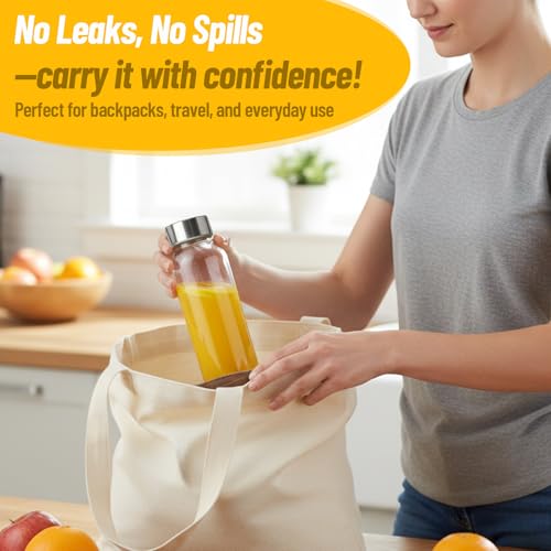 16 oz Clear Glass Water Bottles with Stainless Steel Lid