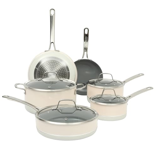 Kitchen Essentials Viva La Cantina 10 Piece PFA Free Titanium Ceramic Nonstick Interior Forged Aluminum Cookware Pots and Pans Set