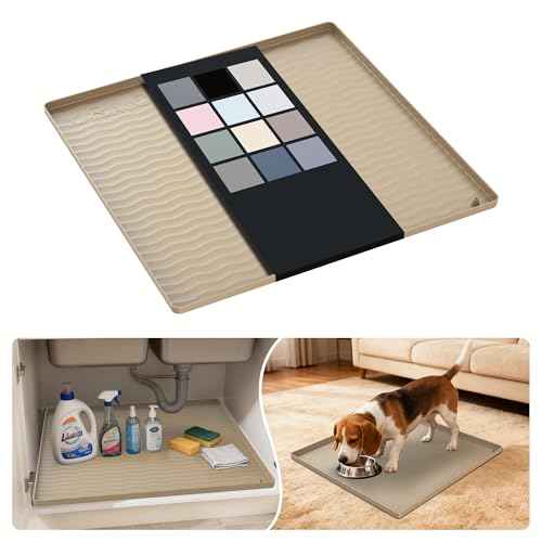 Waterproof Silicone Under Sink Mat 19'' x 19'' Shelf Liner for Kitchen and Bathroom