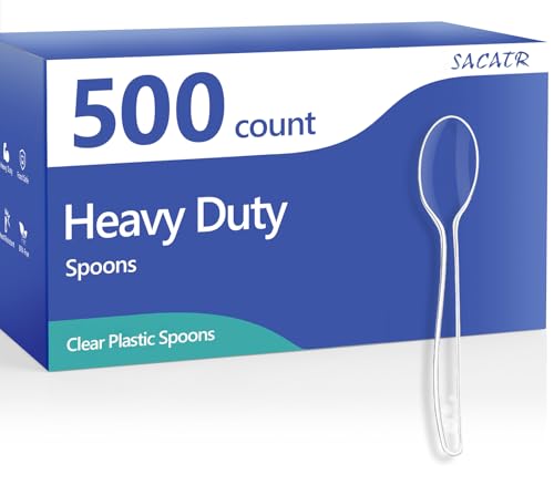 500 Count Clear Plastic Spoons Heavy Duty