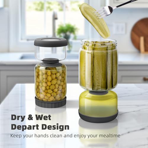 Glass Pickle Jar with Strainer Flip (46 Fl Oz)