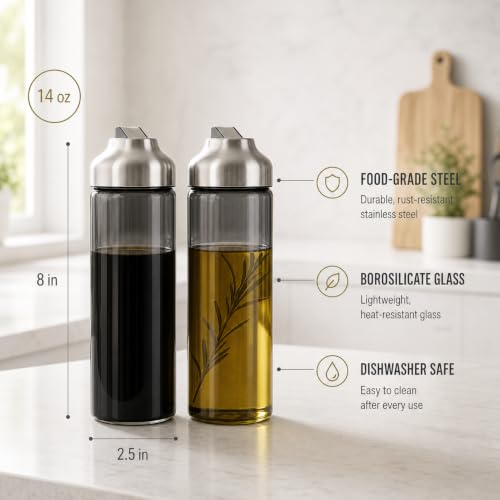 Olive Oil Dispenser Bottle for Kitchen (2 Count)