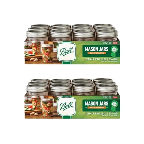 Regular Mouth Glass Mason Jars with Lids and Bands (176.3698 Ounce)