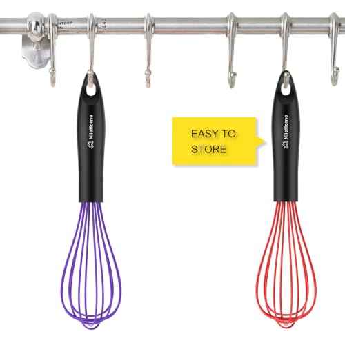 Silicone Whisk Set 10" Kitchen Whisk Purple Red (2 Count)