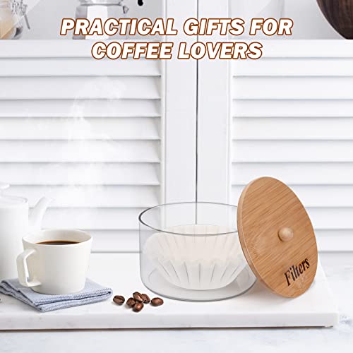 Coffee Filter Holder with Lid for Coffee Bar Accessories Decor (16 Ounce)