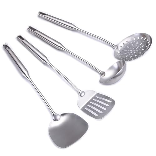 Cooking Utensils Set Stainless Steel Kitchen Metal Serving Utensils Set of 6 Pcs (6 Count)