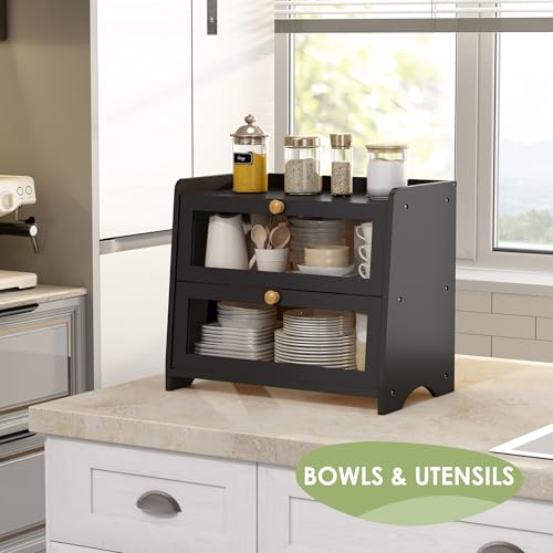 Double Layer Bread Box Container for Kitchen Countertop Homemade Bread