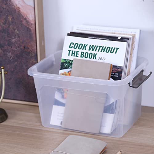 6 Packs 8.5 QT Storage Bins with Lids Clear Plastic Bins with Grey Handle Stackable Storage Containers for Organizing (6 Count)