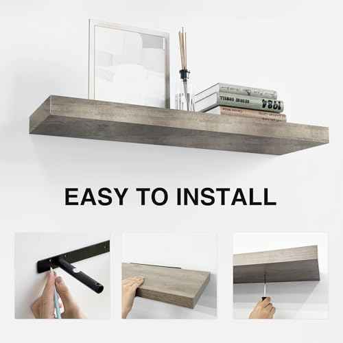 Floating Shelves for Grey Wood Shelf for Bedroom (3 Count)