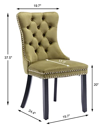 Olive Green Velvet Dining Chairs Set of 4 (4 Count)