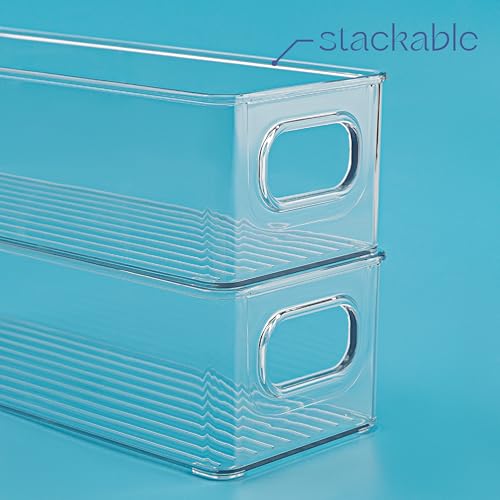 Plastic Food Storage 8 Pack Clear Container Bin with Handles for Organizing Kitchen (8 Count)