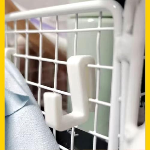 30PCS Basket Rack Multifunctional Clip Hooks Plastic Shower Toilet Bathroom Shelf Hooks for Hanging Keys Storage Clothes Hat Light Strip Kitchenware Coffee Cups Flatware Bags White (30 Count)