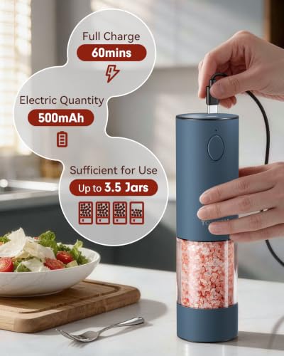 Larger Capacity Rechargeable Electric Salt and Pepper Grinder Set