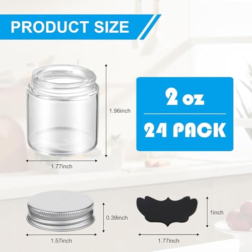 Mini Mason Jars With Lids 24 Pack 2oz Clear Glass Jars Set (48 Count)