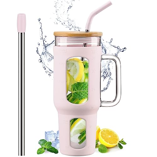 Glass Tumbler with Lid and Straw