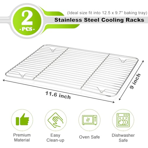 11.6" x 9" Cooling Baking Wire Racks Pack of 2 (2 Count)