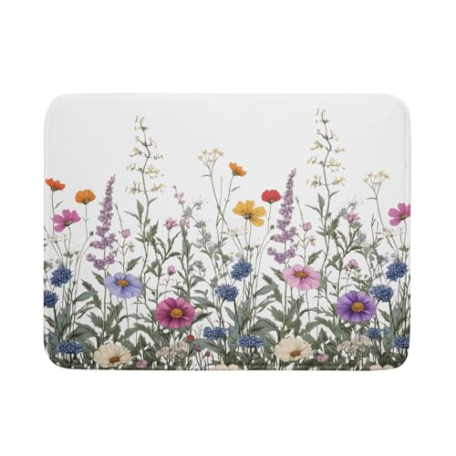 Flower Herbs Dish Drying Mat Botanical Plant Dishes Drainer Mat 18x24 inch Reversible Microfiber Drying Dish Pad for Kitchen Counter Decor