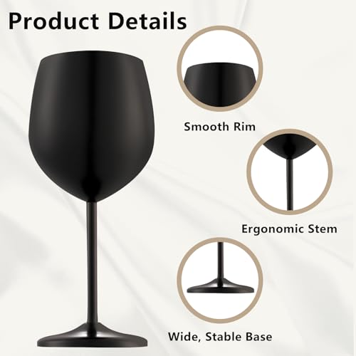 Stainless Steel Wine Glasses Set of 6 with 1 Corkscrew (6 Count)
