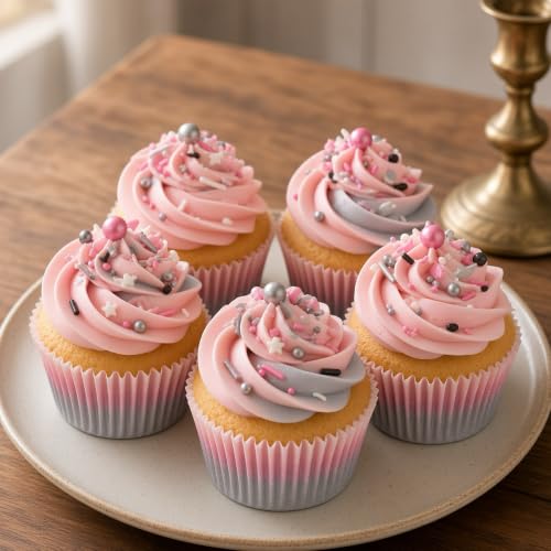 Silver & Black & Pink & White Sprinkles Mix Size Pearls Mouse Rock Themed Cake Decorations Cupcake Toppers Perfect for Wedding Valentine Supplies 4.58OZ (4.58 Ounce)