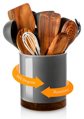 Ceramic Rotating Kitchen Utensil Holder for Countertop