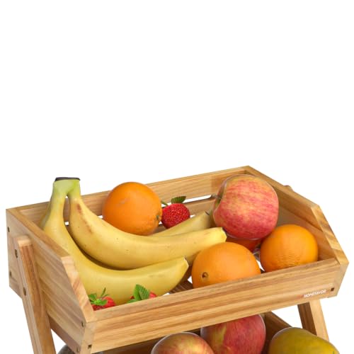 2 Tier Pine Wood Fruit Basket