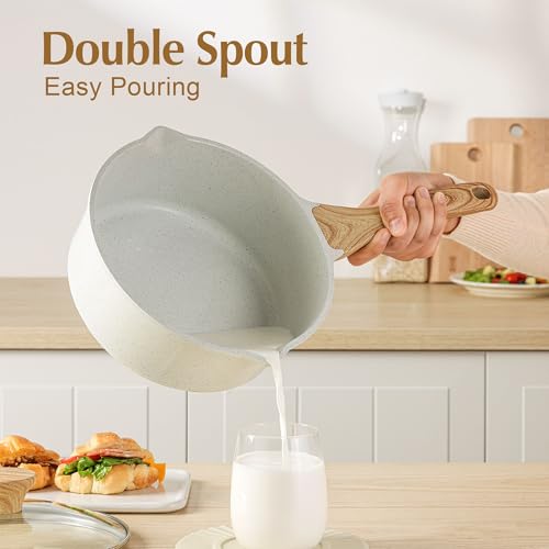 3 Quart Ceramic Nonstick Saucepan with Double Pouring Spout