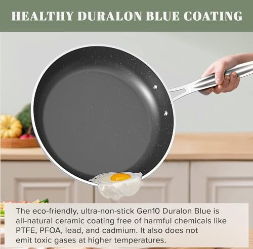 7pc Cookware Set Healthy Duralon Blue Ceramic Nonstick Coated