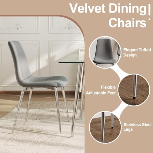 36” Square Glass Dining Table Set for 4