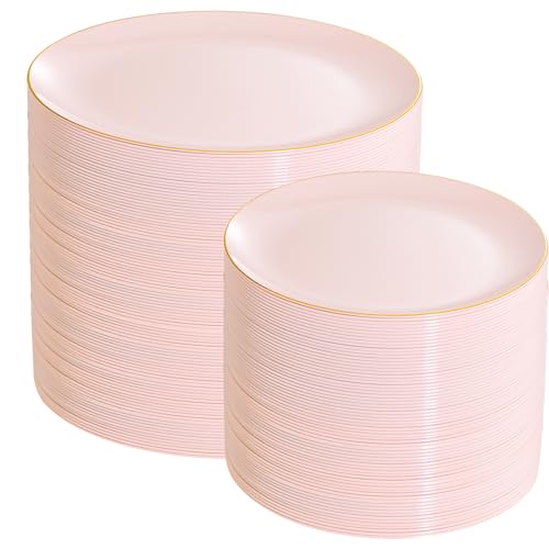 200Pieces Pink Plastic Plates (200 Count)