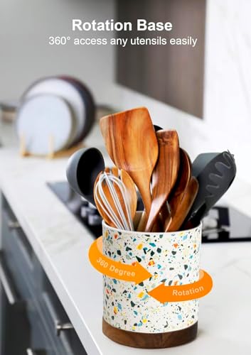 Ceramic Rotating Kitchen Utensil Holder for Countertop