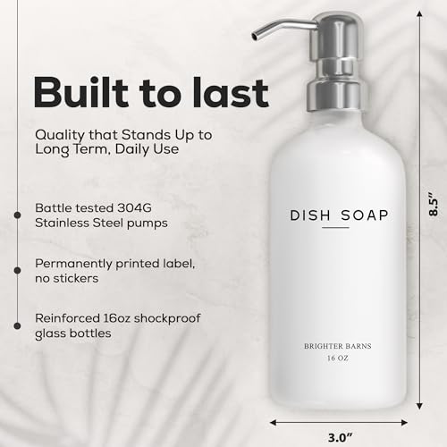 White Glass Hand and Dish Soap Dispenser Set by Brighter Barns (2 Count)