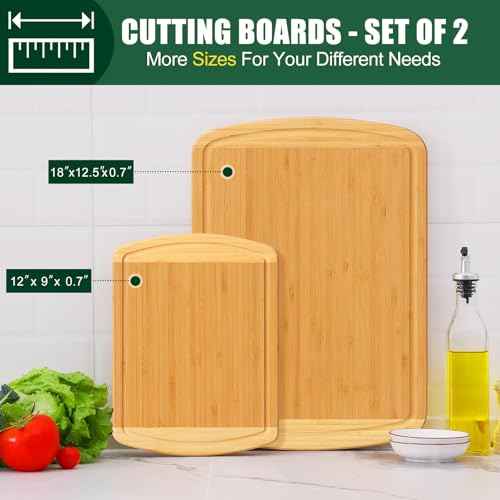 Bamboo Cutting Boards for Kitchen Set of 2 (2 Count)