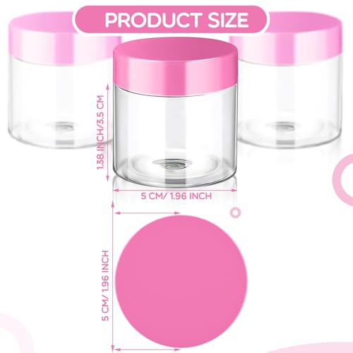 6 Pack 1 Oz Plastic Jars Containers with Lids Wide Mouth Pink (6 Count)
