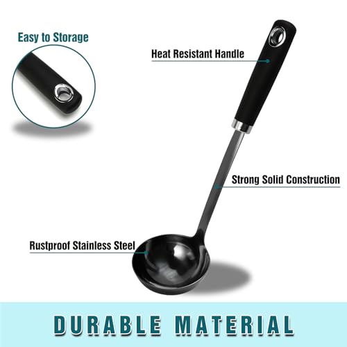 12 Inch Black Stainless Steel Soup Ladle