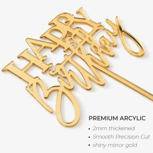 Mirror Gold Happy Birthday Cake Topper