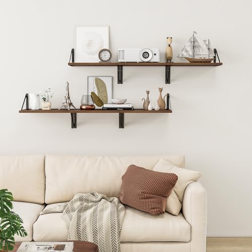16W x 12D Deep Floating Shelves Set of 3 Walnut (3 Count)