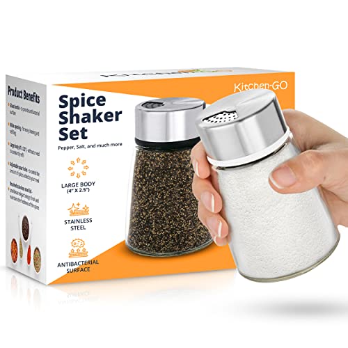 Salt and Pepper Shakers Set with Adjustable Pour Holes (2 Count)