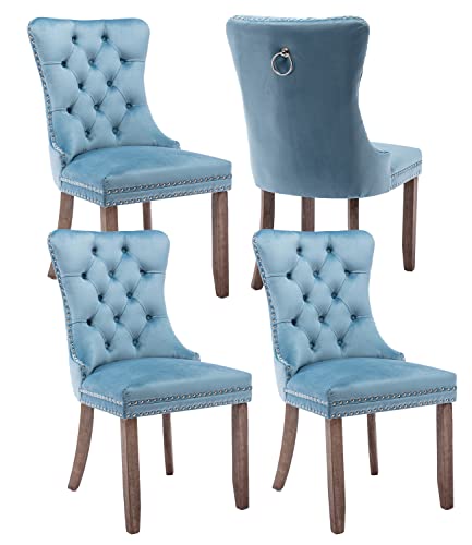 Light Blue Velvet Dining Chairs Set of 4 (4 Count)