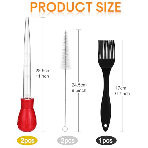 5 Pcs Turkey Baster Set Silicone Brush Cleaning Brush (5 Count)
