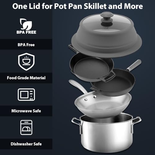 Collapsible Microwave Splatter Lid with Vented Tempered Glass Cover Wok Lid for Microwave Safe