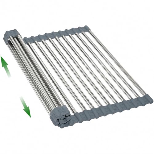 Expandable Roll Up Dish Drying Rack Over The Sink Rack