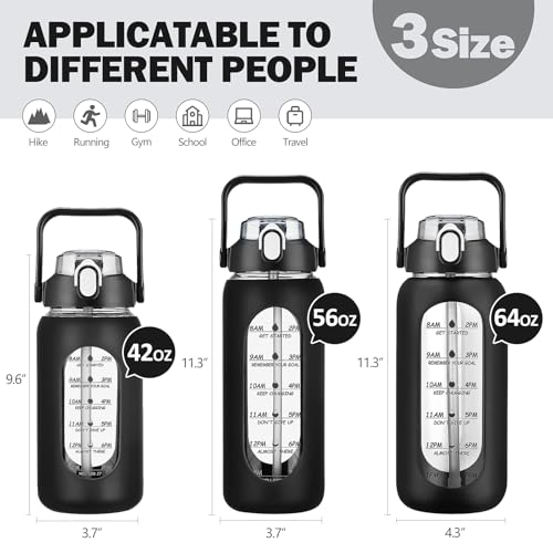 64oz Glass Water Bottles with Straw