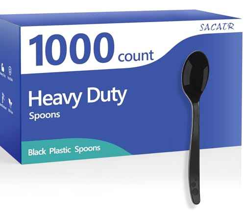 1000 Count Black Plastic Spoons Heavy Duty