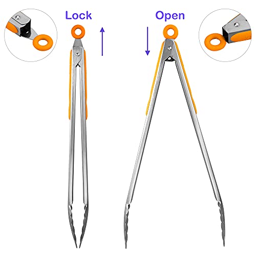 304 Stainless Steel Kitchen Cooking Tongs (2 Count)