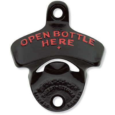Original Black Open Here Wall Mounted Bottle Opener
