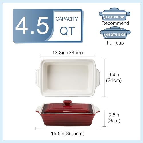 4.5 Quart Ceramic Casserole Dish with Lid
