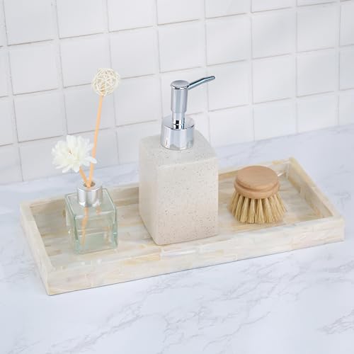 Set of 2 Mother of Pearl Bathroom Tray for Counter (2 Count)
