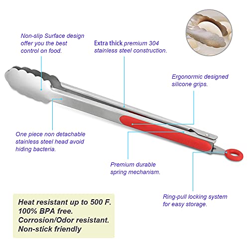 304 Stainless Steel Kitchen Cooking Tongs (2 Count)