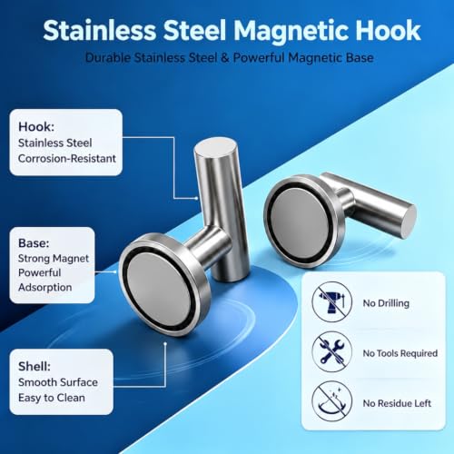 Magnetic Hooks Coat Magnet Hooks for Hanging (16 Ounce)
