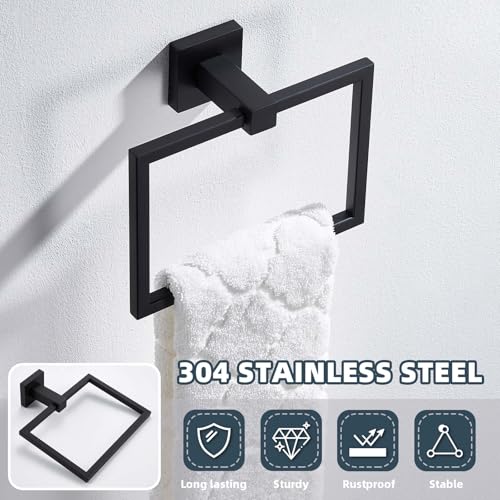 Matte Black Square Towel Holder for Bathroom